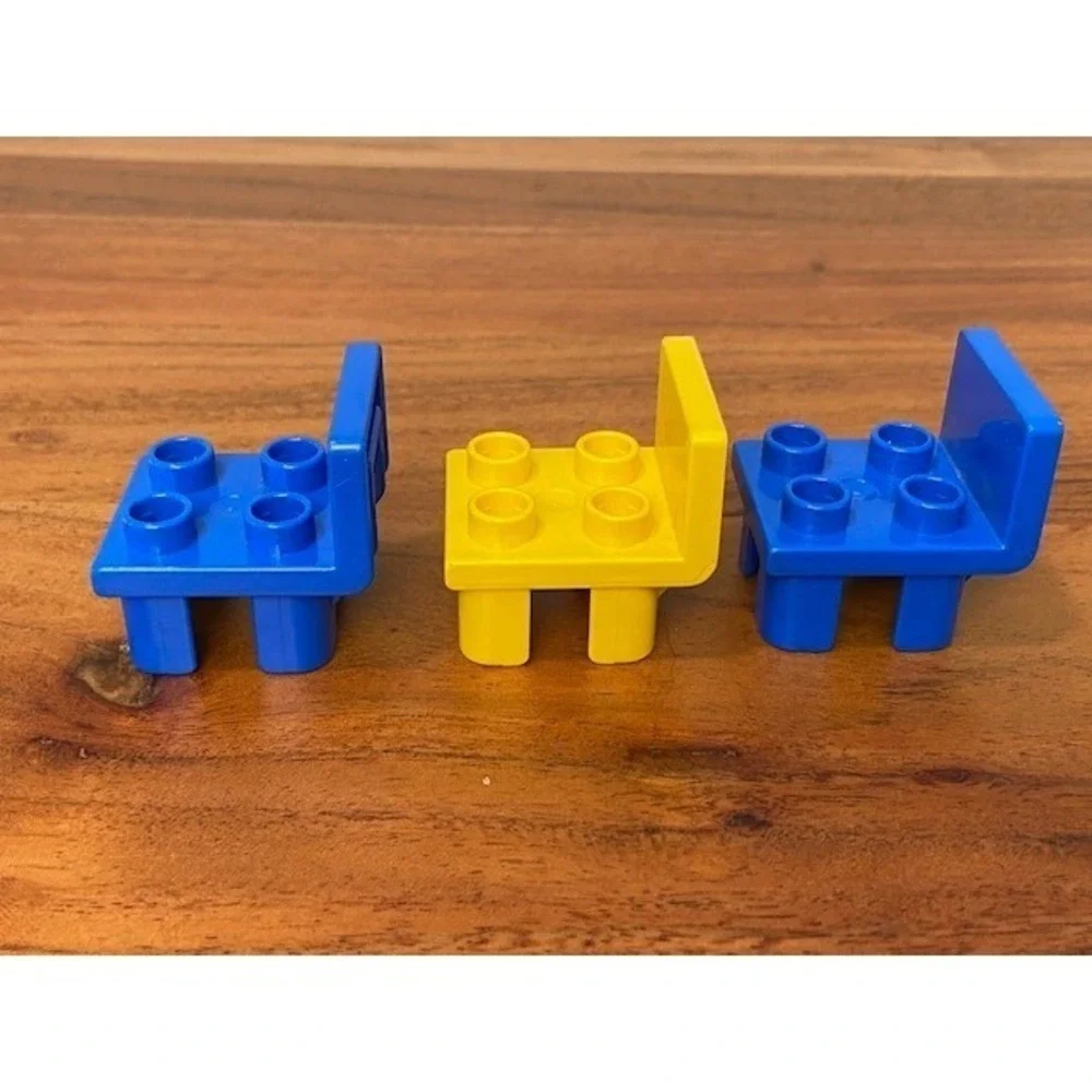 LEGO Duplo Replacement Chair Pieces 2x2 Seat Lot of 3 Blue and Yellow 6478 4524
